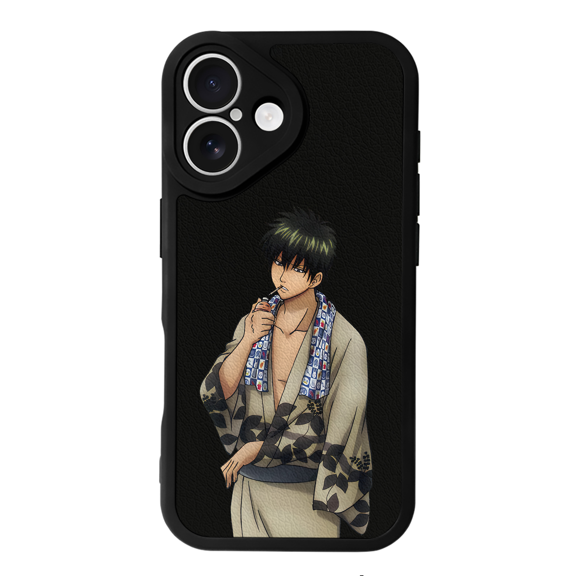 （画像用） ぎんたま 坂田銀時（さかたぎんとき） 神楽 志村新八（しむら しんぱち） GINTAMA Sakata Gintoki Kagura Shimura Shinpachi 【iPhone 16シリーズ対応】シリコンスマホケース（レザー調） 材質：シリコン